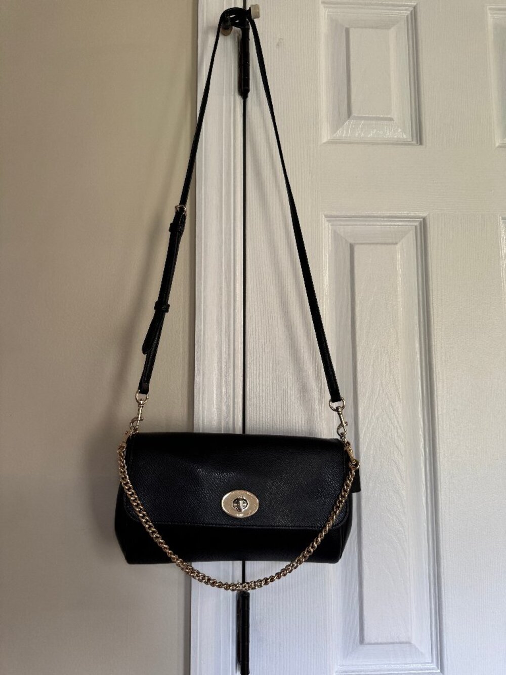 Coach Mini Ruby Turnlock Flap Black Leather Crossbody 54849 Gold Hardware